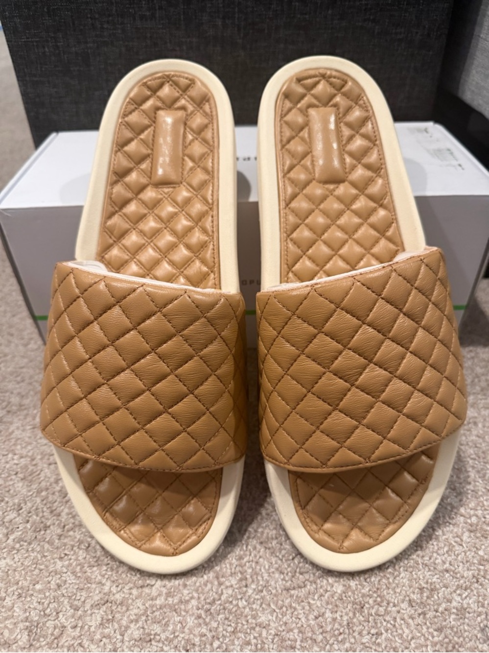 APL Men's Leather Lusso Slides  Sandals Size 13 Caramel Pristine NEW